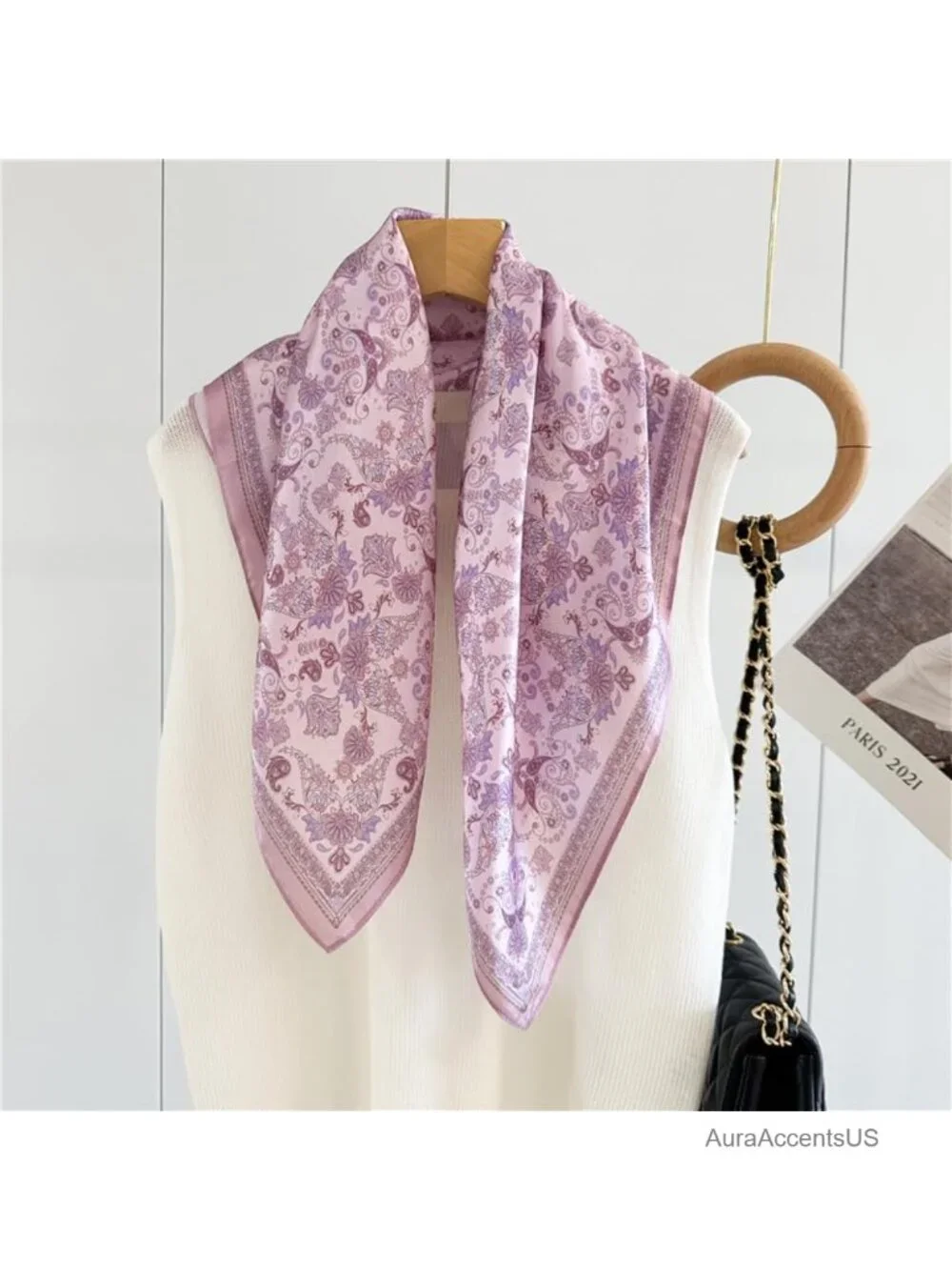 100% Pure Mulberry Silk Square Scarf 26x26 - Headscarf Bandana Gift Packed